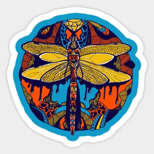 Orange Blue Circle of the Dragonfly Sticker